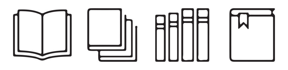 Book icon set. Opened book line icon. Vector illustration