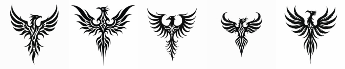illustration vector graphic of tribal art phoenix tattoo