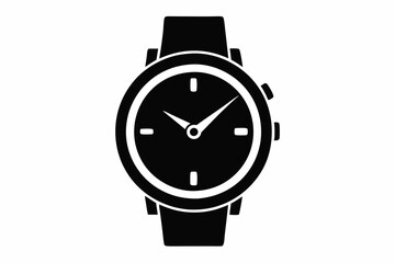 watch silhouette line art vector illustration with a white background