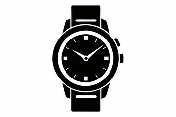 watch silhouette line art vector illustration with a white background