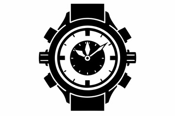 watch silhouette line art vector illustration with a white background