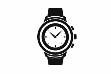 watch silhouette line art vector illustration with a white background