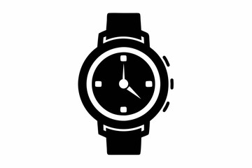 watch silhouette line art vector illustration with a white background