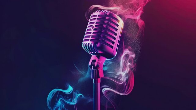 Abstract design poster for a karaoke microphone event, Generative AI Videos.