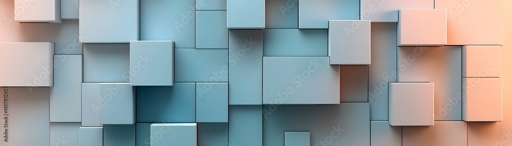 Poster abstract geometric design of interlocking cubes.