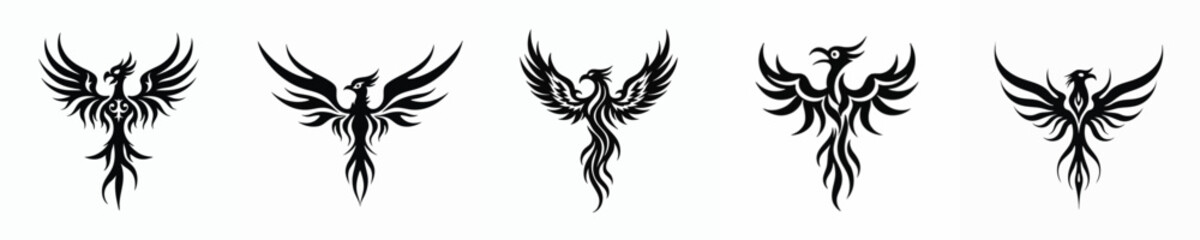 illustration vector graphic of tribal art phoenix tattoo