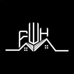 FWH Real State logo design, FWH simple and modern logo. FWH luxurious alphabet design