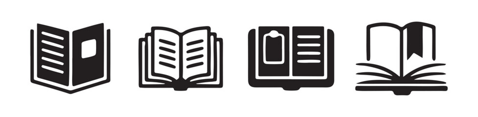 Set of book icon collection. Black book symbol set. Book icon vector. Illustration eps 10