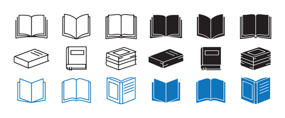 Set of book icon collection. Black book symbol set. Book icon vector. Illustration eps 10