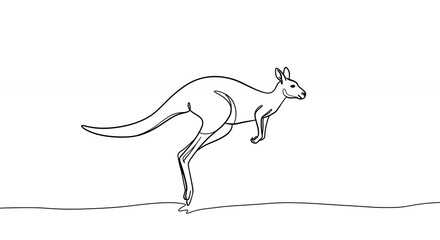 Fototapeta premium One line kangaroo jumping