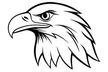 eagle head silhouette line art vector illustration with a white background