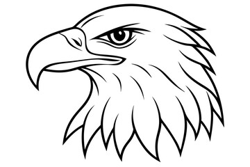 eagle head silhouette line art vector illustration with a white background