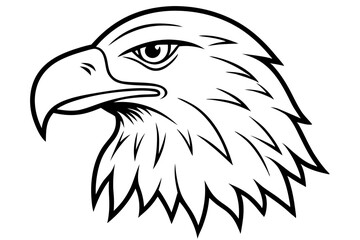 Fototapeta premium eagle head silhouette line art vector illustration with a white background