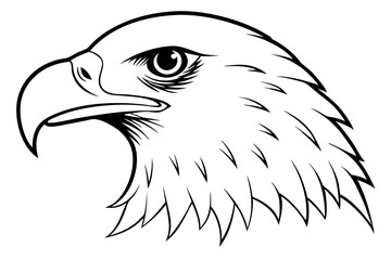 eagle head silhouette line art vector illustration with a white background