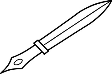 Fountain Pen Nib Line Art Vector Illustration