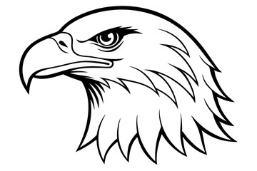 eagle head silhouette line art vector illustration with a white background