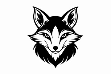 fox head silhouette line art vector illustration with a white background