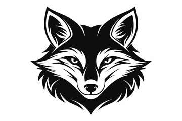 fox head silhouette line art vector illustration with a white background