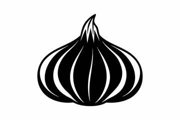 garlic silhouette line art vector illustration with a white background