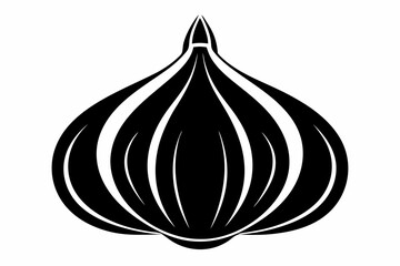 garlic silhouette line art vector illustration with a white background