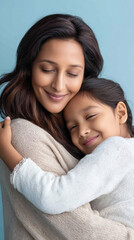 Indian mother hug to daughter