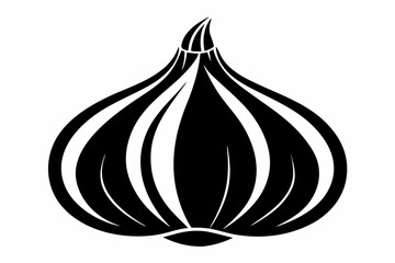 garlic silhouette line art vector illustration with a white background