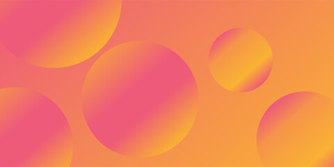 Minimalist banner background, pastel colorful, pink and yellow gradations. Circle effect style geometric,