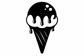 ice cream silhouette line art vector illustration with a white background
