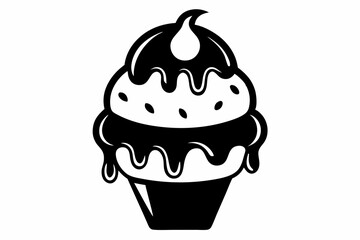 ice cream silhouette line art vector illustration with a white background