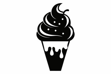 ice cream silhouette line art vector illustration with a white background