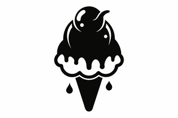 ice cream silhouette line art vector illustration with a white background