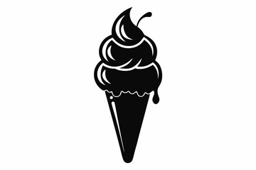 ice cream silhouette line art vector illustration with a white background