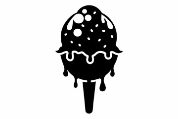 ice cream silhouette line art vector illustration with a white background