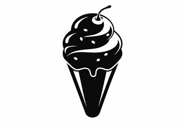ice cream silhouette line art vector illustration with a white background