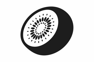 kiwi fruit silhouette line art vector illustration with a white background
