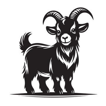 Goat Black Silhouette vector, Farm animal cilpart and Rustic Livestock Design