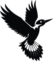 Flying Woodpecker Silhouette Vector Illustration