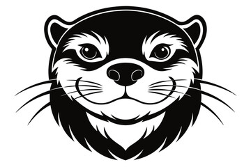 otter head silhouette line art vector illustration with a white background