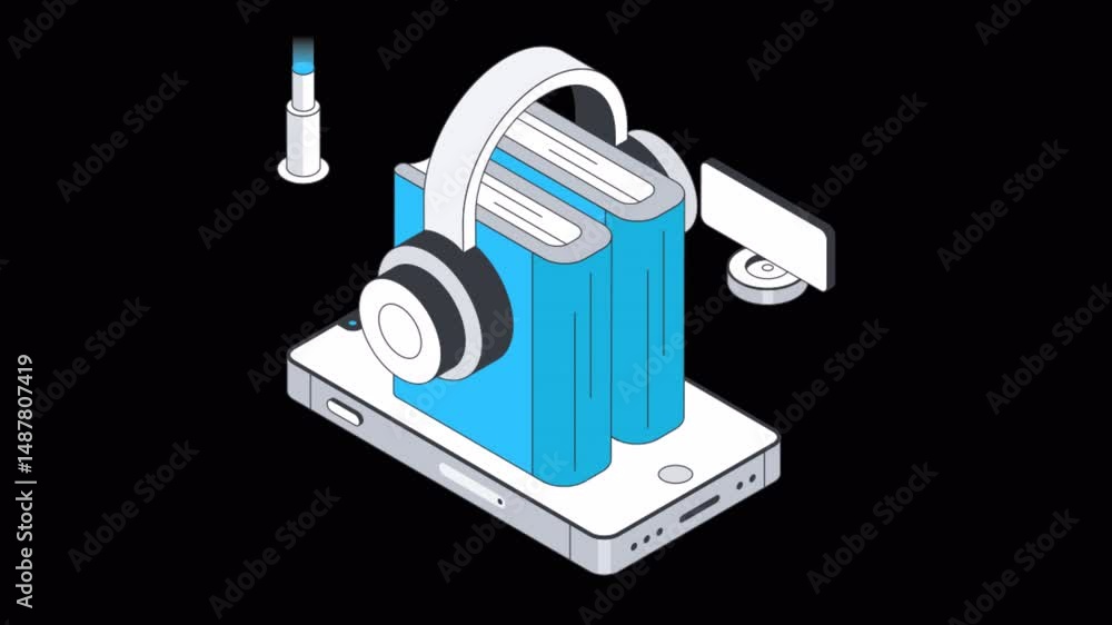 Poster audio tracks motion graphic rendering with transparent alpha channel
