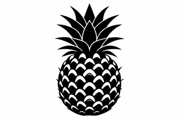 Obraz premium pineapple silhouette line art vector illustration with a white background