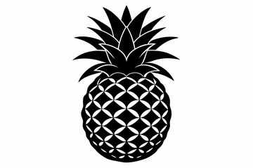 Obraz premium pineapple silhouette line art vector illustration with a white background