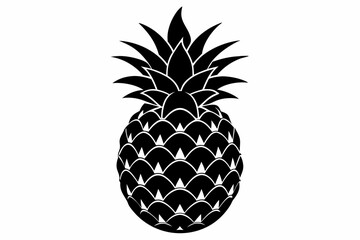 Obraz premium pineapple silhouette line art vector illustration with a white background