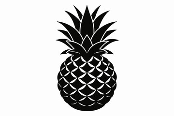 Obraz premium pineapple silhouette line art vector illustration with a white background