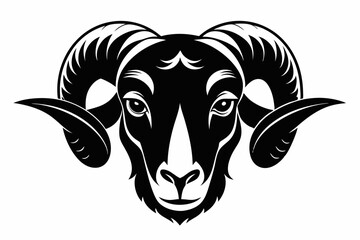 ram head silhouette line art vector illustration with a white background