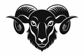 ram head silhouette line art vector illustration with a white background