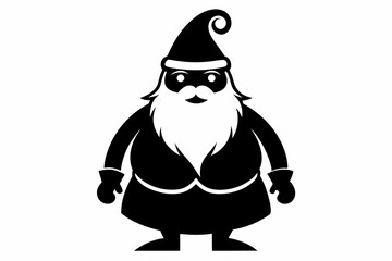 santa claus silhouette line art vector illustration with a white background