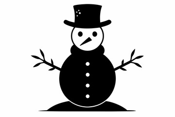 snowman silhouette line art vector illustration with a white background