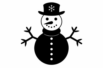 snowman silhouette line art vector illustration with a white background