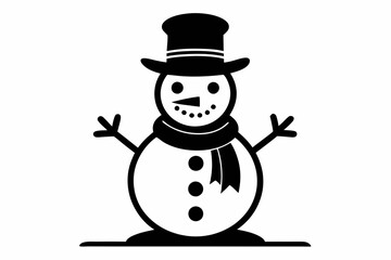 snowman silhouette line art vector illustration with a white background