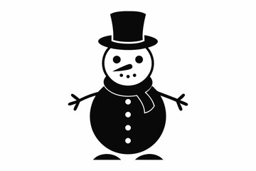 snowman silhouette line art vector illustration with a white background